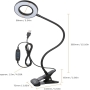 HDJA LED-Leseleuchte, USB-Schreibtischlampe, 3 Lichtmodi und 10 einstellbare Helligkeit, 360° flexible USB-dimmbare Lampe für Buch, Tablet, Camping (schwarz)