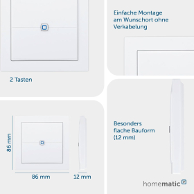 Homematic IP Smart Home 155342A0 — large and flexible wall switch, white