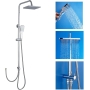 Duschsystem Plumbsys mit 10" quadratischem Duschkopf mit Umsteller zur Wandmontage, Handbrause mit automatischer Reinigung, Messing-Umstellventil