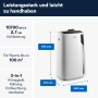 De'Longhi Pinguino PAC EL98 ECO Silent, mobile air conditioner with EcoRealFeel technology for rooms up to 100 m³, 10,700 BTU/h, 2.7 kW, 64 dB, dehumidifier, energy efficiency class A, white [Energy class A]