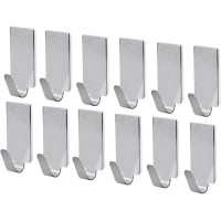 nuolux 12ST Self-adhesive Stainless Steel Hand Towel Racks Wall Hooks Hooks for Kitchen Bathroom
