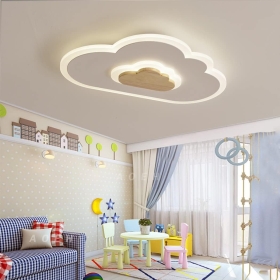 LED Deckenlampe Kinder Deckenbeleuchtung Moderne Wolke Holz Kinder Deckenlampe Dimmbare Deckenlampe mit Fernbedienung