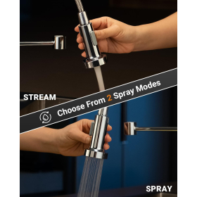 Grifo de cocina APPASO con 2 boquillas, giratorio 360°, acero inoxidable