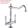 Retro Style Basin Faucet 360° High Spout Vintage Ceramic Handle for Hot and Cold Water (Coating)