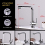 GRIFEMA kitchen tap 3-way tap with filter mixer tap kitchen 360° rotatable, with 3 hoses (50cm) and double lever, tap for hot/cold/purified water, brass [energy class A++]