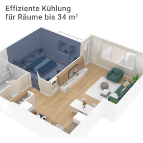 Мобильный кондиционер SUNTEC Impuls 2.6 Eco R290 с вытяжным шлангом - охладитель и осушитель воздуха для помещений площадью до 34 м²  | 9000 BTU | 2600 Вт
