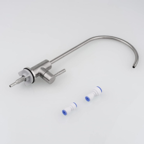 Ibergrif, M22301A, Grifo de Osmosis Inversa, Grifo de Cocina Agua Potable, Acero Inoxidable, Giratorio 360 grados, Grifo de Osmosis Inversa con Adaptador de 2, Grifos, Plata