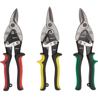 Amazon Basics Set of three Aviation tin snips for straight cuts, 3 Piece, right and left hand