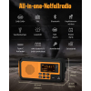 PRUNUS J-367 Clockwork DAB/FM Radio, Emergency Radio with 5000mAh Battery, DAB Plus Battery Operated Radio, Bluetooth Emergency Radio with Flashlight and Reading Light/SOS Alarm for Home, Power Outages