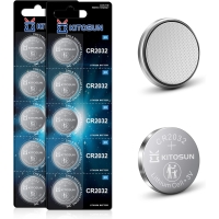 Kitosun Batteries Button Cells CR2032 3V - Lithium Coin 3-Volt 2032 Button Battery Replacement for Apple AirTag Small Electronic Devices Car Keys Remote Controls LED Candlelight Scales (10 pcs.)