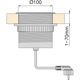 Emuca - Regleta retráctil con 3 enchufes EU Schuko y 2 estaciones de carga USB, torre de enchufe vertical empotrable con pulsador para encimera de cocina o mesa de oficina.