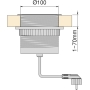 Emuca - Regleta retráctil con 3 enchufes EU Schuko y 2 estaciones de carga USB, torre de enchufe vertical empotrable con pulsador para encimera de cocina o mesa de oficina.