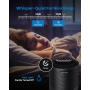 RENPHO HEPA air purifier for allergy sufferers, cleans 55 m² room (<30 min), with sleep mode, 8-color night light, timer and lock function, black