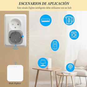 Enchufe inteligente SURFOU Zigbee WiFi compatible con Philips Hue, Alexa, Google Home