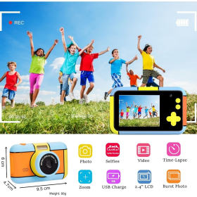 Дитяча камера YunLone, 2,4-дюймова цифрова камера, 1080P FHD відео з карткою 32G, 4-кратне збільшення, дитяча камера для хлопчиків і дівчаток