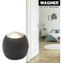 WAGNER Wandtürstopper EGG - Durchmesser Ø 30 x 30 mm, Zinkdruckguss in Edelstahl-Optik, Soft-Anschlag aus thermoplastischem Kautschuk, schwarz, zum Schrauben inklusive Montagematerial - 15517811