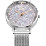 Alienwork IK Shine Reloj de malla con purpurina para mujer