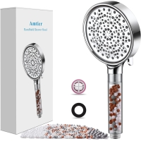 Amtier water-saving shower head, hand shower filter made of mineral stone and 6 jet types