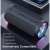 Ortizan Bluetooth speaker with color LED backlight, IPX7 water protection and 360° surround sound