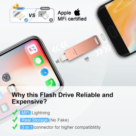 256 GB USB-Flash-Laufwerk für iPhone, Apple-zertifiziert, Speichererweiterung, für iPad, iOS