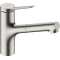 hansgrohe Zesis M33 - kitchen faucet with metal shower, extendable, 2 jet types, kitchen faucet with spout height 150mm, kitchen mixer tap, swiveling, stainless steel finish