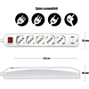 V-TAC power strip with switch and 1.5 m cable - 5 10/16 A bipass sockets + Schuko + 2 USB sockets - with 16 A plug - socket for home, office, shop - color white