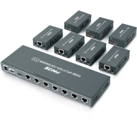 Extensor HDMI 1080p de 7 puertos a través de cable Ethernet CAT6/CAT6a/CAT7 con salida HDMI
