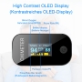 MOMMED Oximeter, Sauerstoffsättigung messgerät, Sauerstoffsättigung messgerät finger mit omnidirektionaler OLED-Bildschirmanzeige, inklusive Lanyard und Batterien (Schwarz)