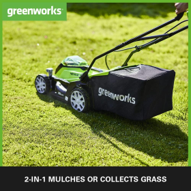 Аккумуляторная газонокосилка Greenworks 40 В для газонов площадью до 400 м², ширина стрижки 35 см