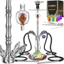 DFESKAH Extra large shisha set, 4 connections, 4 hoses, V2A stainless steel complete set, 99cm complete set with molasses collector, chimney attachment, stone head