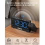 LIORQUE Ceiling Projector Alarm Clock, Large Screen Clock Radio, Digital Alarm Clock with Dual Alarm, Snooze Function, Stepless Brightness Adjustment, 2 USB Charging Ports