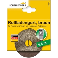 Schellenberg 44504 roller shutter strap 14 mm x 4.5 m MINI system, roller shutter strap, webbing, roller shutter strap, brown