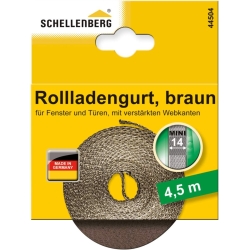 Schellenberg 44504 Rolladengurt 14 mm x 4,5 m System MINI, Rollladengurt, Gurtband, Rolladenband, braun