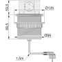 Emuca - Regleta retráctil con 3 enchufes EU Schuko y 2 estaciones de carga USB, torre de enchufe vertical empotrable con pulsador para encimera de cocina o mesa de oficina.