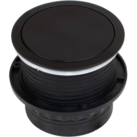 Emuca - Regleta retráctil con 3 enchufes EU Schuko y 2 estaciones de carga USB, torre de enchufe vertical empotrable con pulsador para encimera de cocina o mesa de oficina.