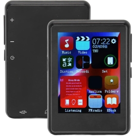 MP3-Player mit Bluetooth 5.0, MP3-Player mit 2,4-Zoll-Touchscreen und Lautsprecher, tragbarer HiFi-Digital-Sound-Musik-Player mit FM-Radio, Recorder, Ebook (schwarz)