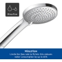 Duravit Universal hand shower, shower with 3 jet types (Rain, Intense Rain, Soft Rain), round hand shower (Ø 110 mm), hand shower with water-saving MinusFlow function, chrome