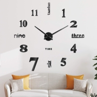 SOLEDI 3D wall clock large XXL, wall tattoo for living room kitchen bedroom office (60-120cm)