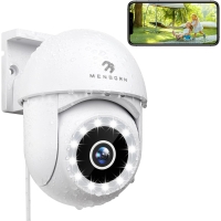 Menborn Outdoor-Überwachungskamera, 2K/3MP, 360°-Überwachung mit Starlight Colour Night Vision, 2.4GHz IP-Außenkamera mit Flutlicht, Zwei-Wege-Audio, Bewegungserkennung, funktioniert mit Alexa