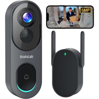 BOTSLAB Videoportero Inalámbrico con Wi-Fi y Batería de 210 Días - Cámara de 5MP, Vista de 180°, Audio Bidireccional y Sirena