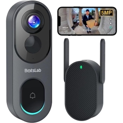 BOTSLAB Kabellose Video-Gegensprechanlage mit WLAN und 210-Tage-Akku – 5-MP-Kamera, 180°-Ansicht, Zwei-Wege-Audio und Sirene
