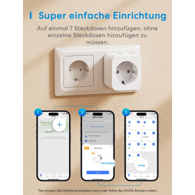 Meross smart socket with consumption measurement, 16A Bluetooth WLAN with voice and remote control