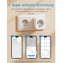 Meross Smart-Steckdose mit Verbrauchsmessung, 16A Bluetooth WLAN mit Sprach- und Fernbedienung