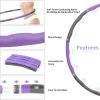 Dawngrey Weighted Hula Fitness Hoop, 8-сегментний знімний тренажер Hoola Hoop з міні-рулеткою для дорослих, дітей, талії/стегон/масажу для схуднення (фіолетово-сірий)
