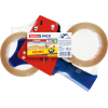 tesa parcel tape dispenser and tesapack parcel tapes in a set - 2 x high-quality packing tape including 1 dispenser - Transparent - 66 m x 50 mm