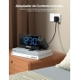 LIORQUE Ceiling Projector Alarm Clock, Large Screen Clock Radio, Digital Alarm Clock with Dual Alarm, Snooze Function, Stepless Brightness Adjustment, 2 USB Charging Ports