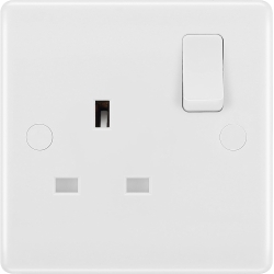 BG Electrical 821-01 Single Pole Single Switch Power Socket, White Molded, 13 Amp