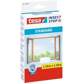tesa Insect Stop STANDARD Fliegengitter für Fenster - Insektenschutz zuschneidbar - Mückenschutz ohne Bohren - 1 x Fliegen Netz weiß - 110 cm x 130 cm