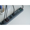 Brennenstuhl Secure-Tec power strip with 8 sockets, surge protection and main-follow function (3m cable, switch) anthracite