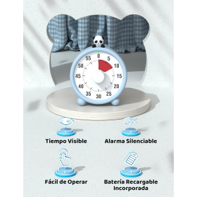LIORQUE Visueller Timer, wiederaufladbarer Kinder-Timer mit Silikonhülle, 60-Minuten-Countdown-Timer, Zeitmanagement-Tool für Kinder und Erwachsene (Hellblau)